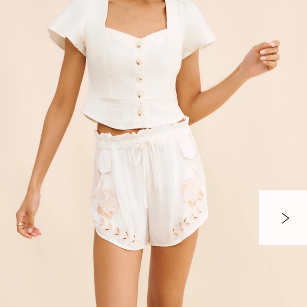 Jen's Pirate Booty White Embroidered Drawstring Shorts